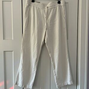 White Ann Taylor Factory Linen Drawstring pants